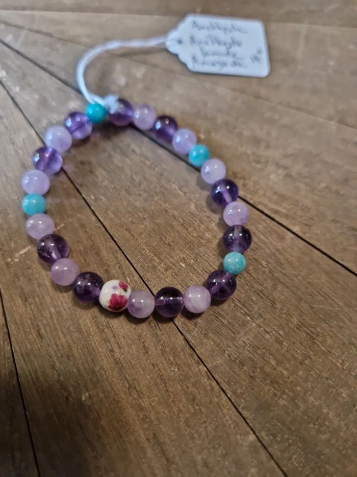 Bracelet améthyste,  lavande et amazonite - photo numéro 2