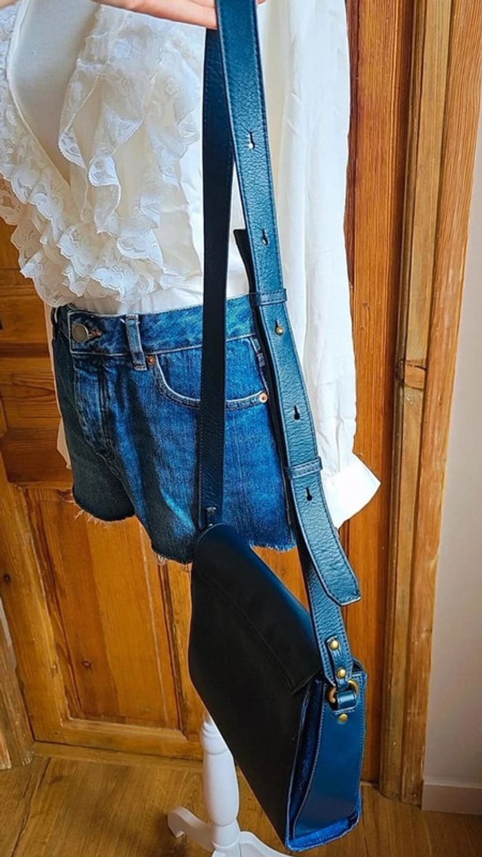 Sac en cuir Nat & Nin marine à bandoulière - photo numéro 8