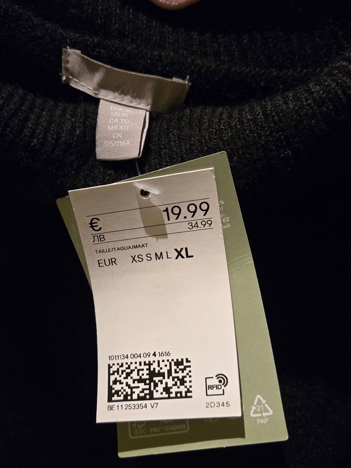 Pull à col roulé / manches courtes noir T.XL 44-46 H&M neuf - photo numéro 2
