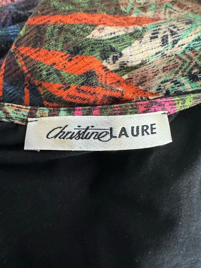 Blouse drapée tropicale multicolore Christine Laure T4 48 4XL - photo numéro 6