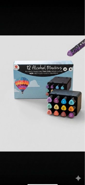 Lot 12 Feutres à Alcool DécoTime - Pointes Pinceau & Fine - NEUF