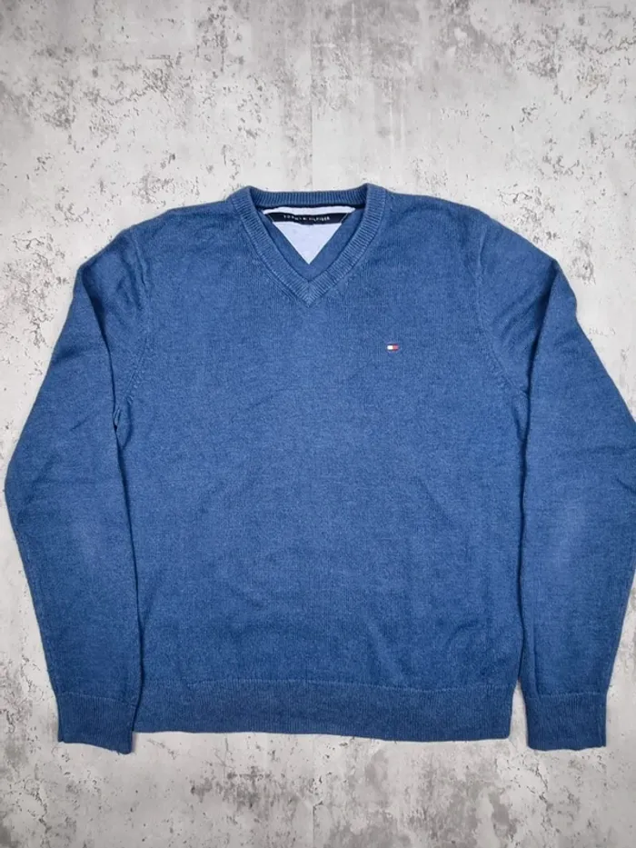 Pull col V Tommy Hilfiger bleu, M Hommes - photo numéro 3