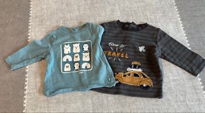 Tee-shirts m.longues 3 mois ( lot de 2 )