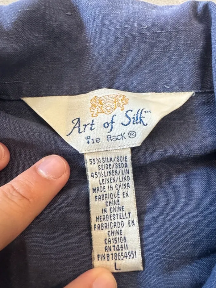 Chemise sans manches bleue en soie taille L, très bon état Art of silk - photo numéro 3