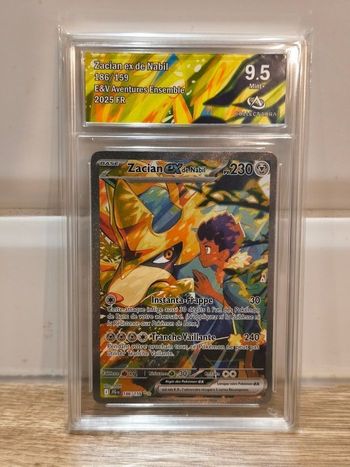 Pokémon Zacian de Nabil ex 186/159 Collect Aura 9.5 Mint+ Aventure Ensemble EV9