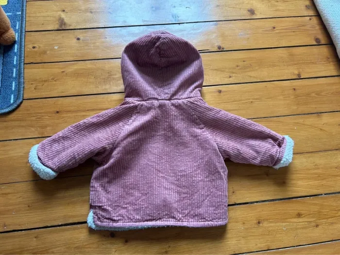 Manteau côtelé velours rose 9 mois - photo numéro 4