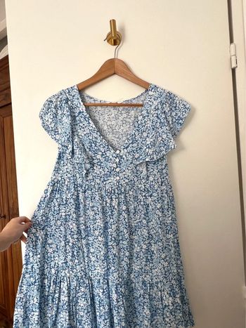 Mini robe bleue fleurie Springfield XS avec boutons