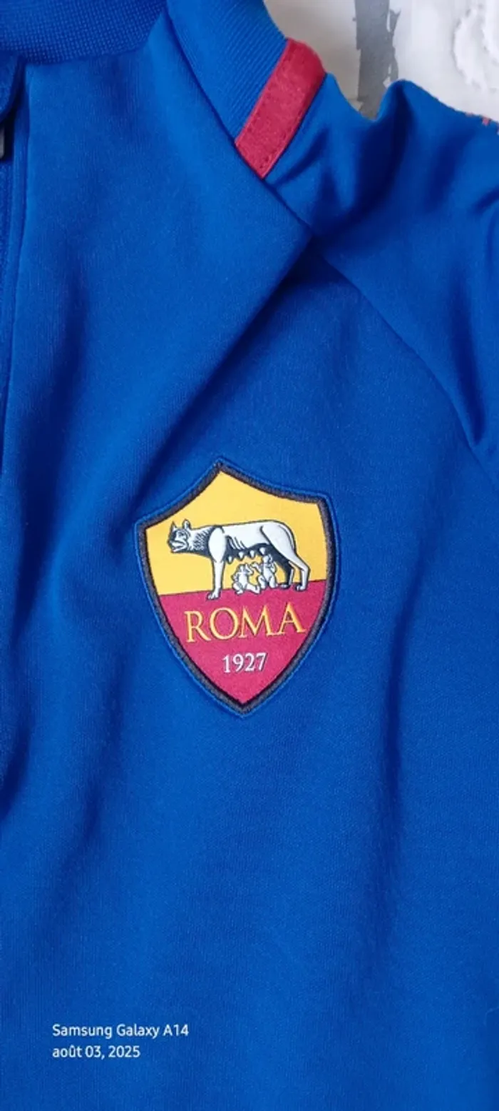 Sweat col zippé manches longues football As Roma nike bleu garçon 10/12 ans nike - photo numéro 11