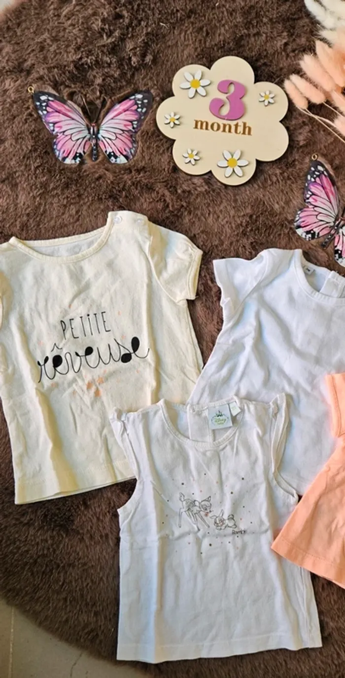 Lot de 4 tee-shirt 3 mois été fille - photo numéro 4