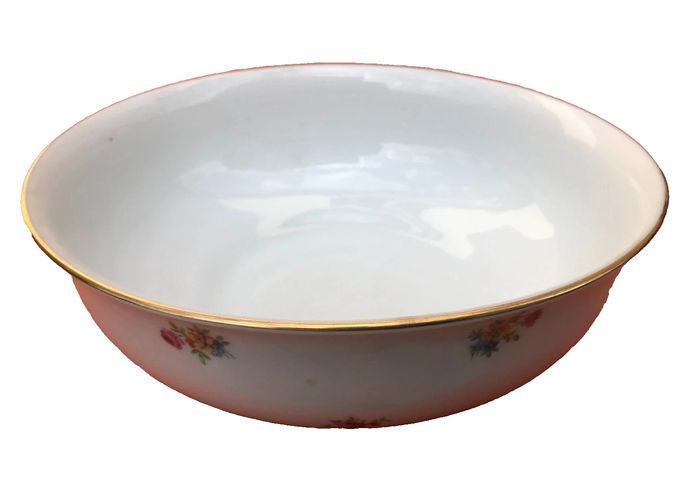 Ancien Saladier P.N France Porcelaine blanche à décor brassées de fleurs