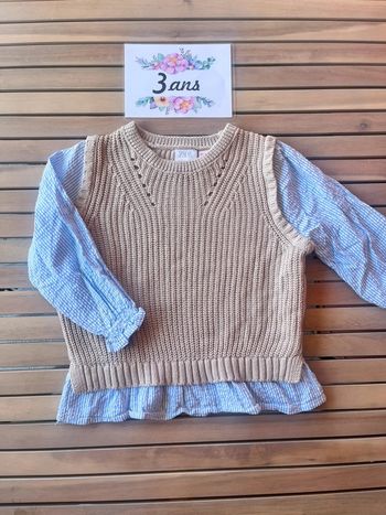 Pulls ans manche avec chemise intégrée Zara 3 ans