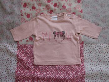 T-Shirt manches longues rose 1 mois