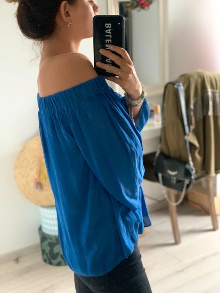 Blouse fluide Mango bleu électrique 💙 - photo numéro 3