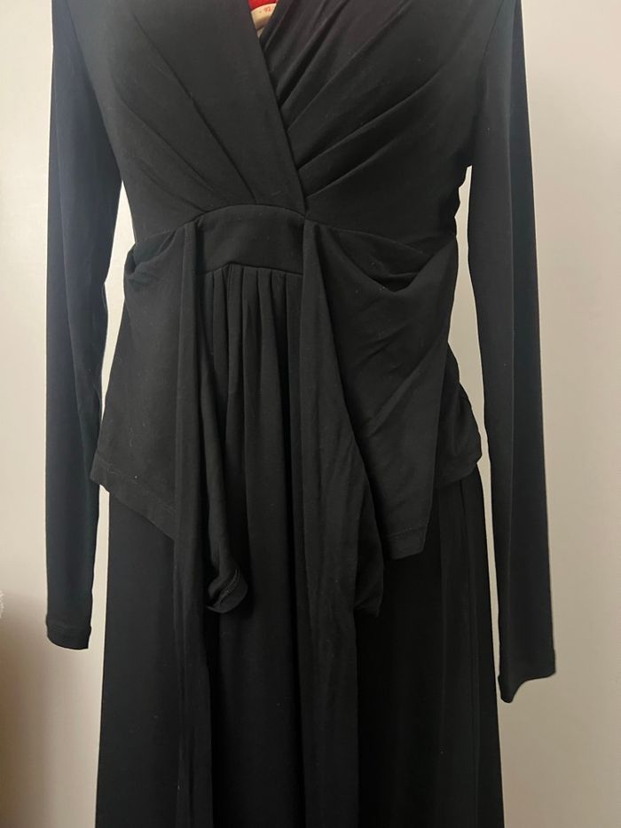 Robe drapée manches longues noire Cabi - photo numéro 8