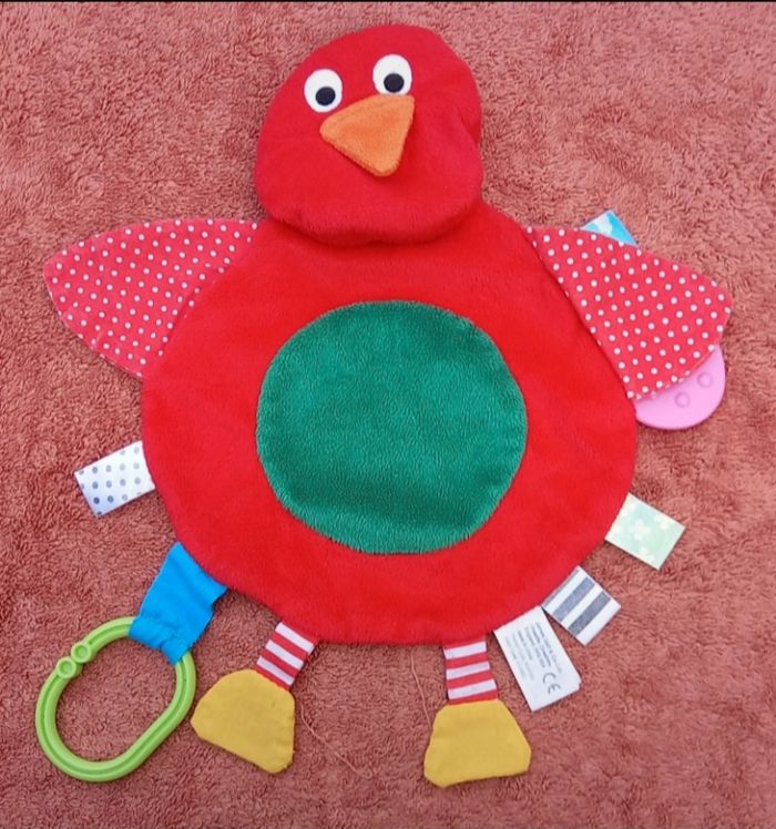 Doudou plat oiseau rouge-etiquettes - James Gait