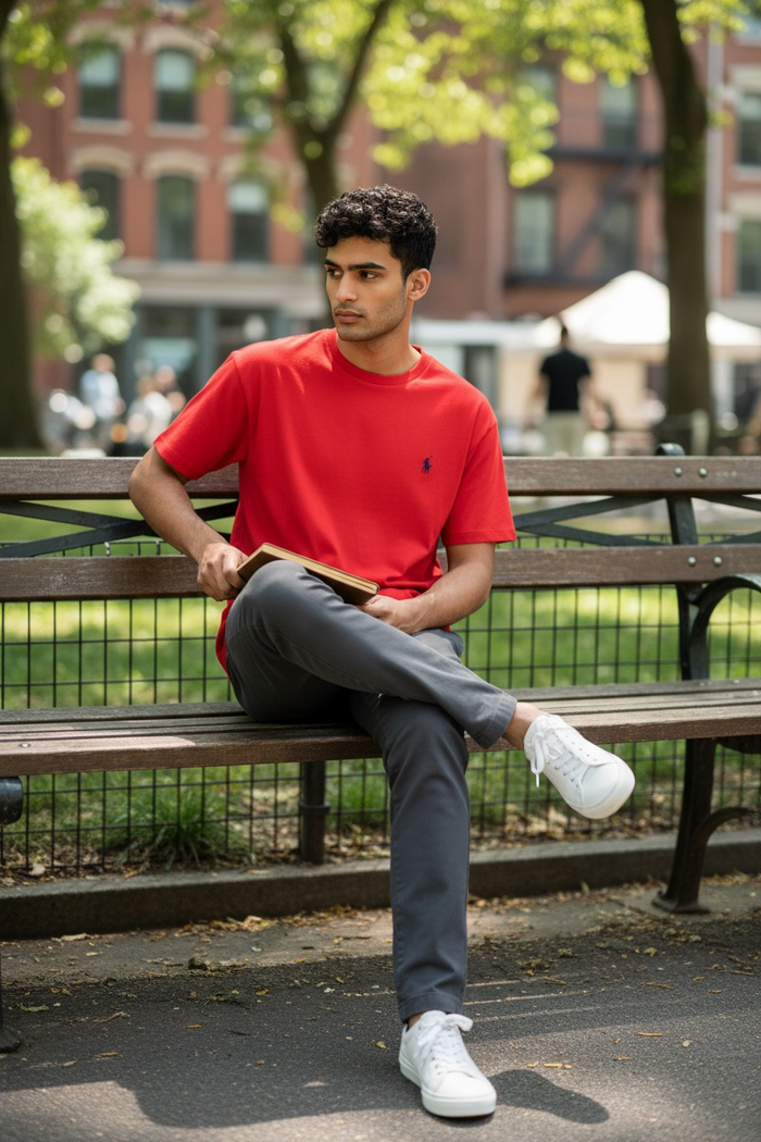 Tee Shirt Ralph Lauren pour homme - Taille L - Rouge logo brodé noir - Neuf - photo numéro 5