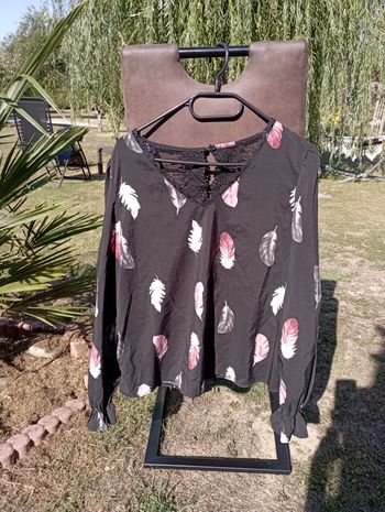 Blouse plumes dentelle