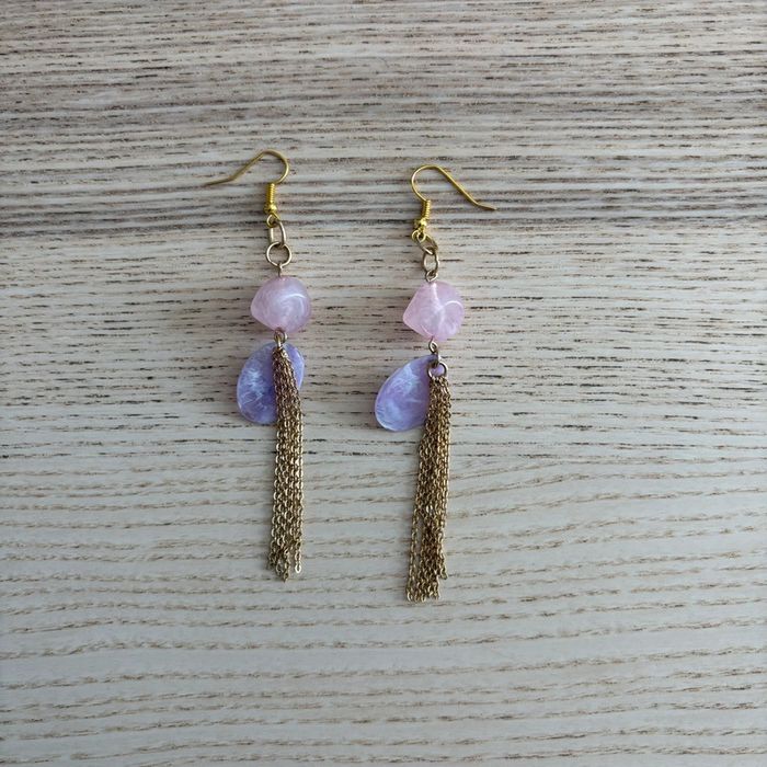 Boucles d’oreilles • rose & doré 🌿