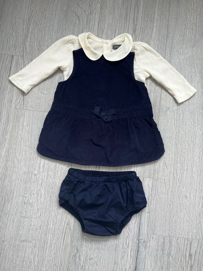 Ensemble fille BabyGap – 0-3 mois – Velours bleu & col Claudine