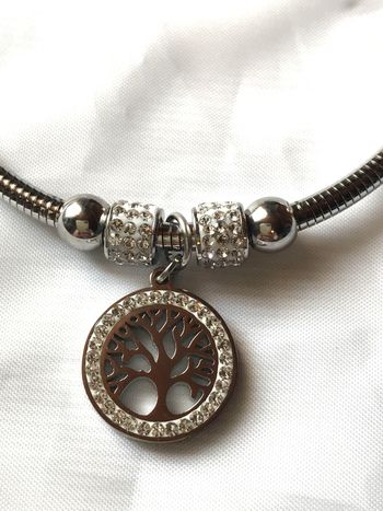 Bracelet Breloque Pendentif Style Arbre Vie Pierres Strass Bijou Argenté Fantaisie Hommes Femmes