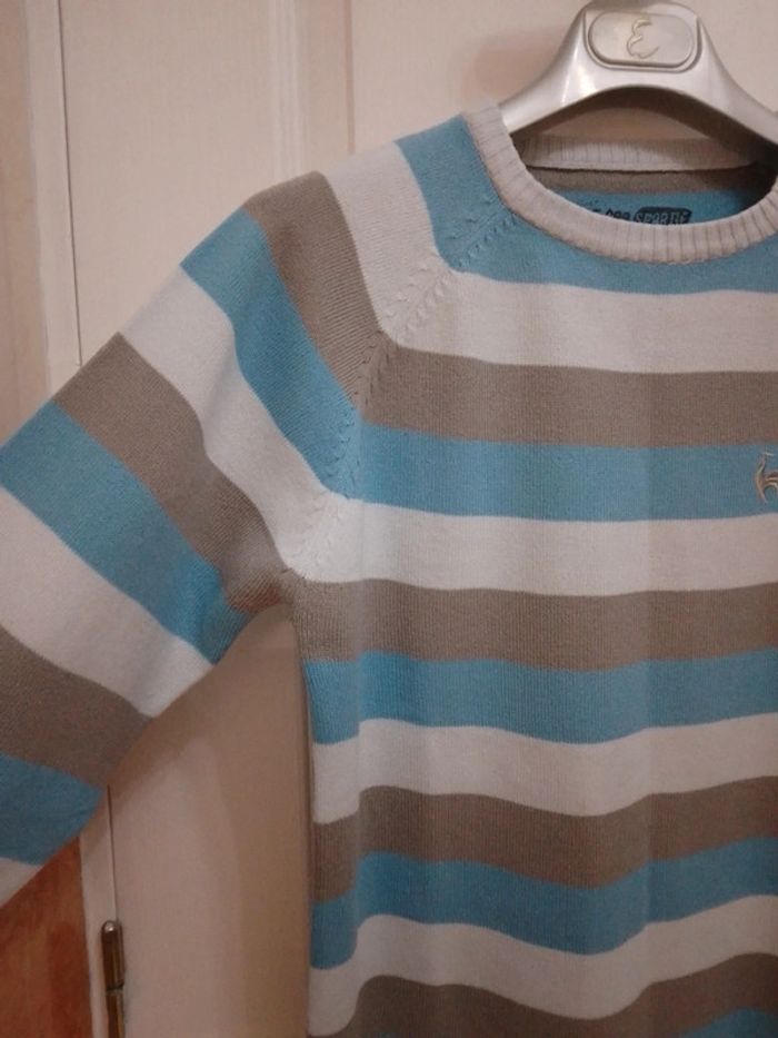 Pull à bandes bleues/grises T.14 ans - Le Coq Sportif - photo numéro 4