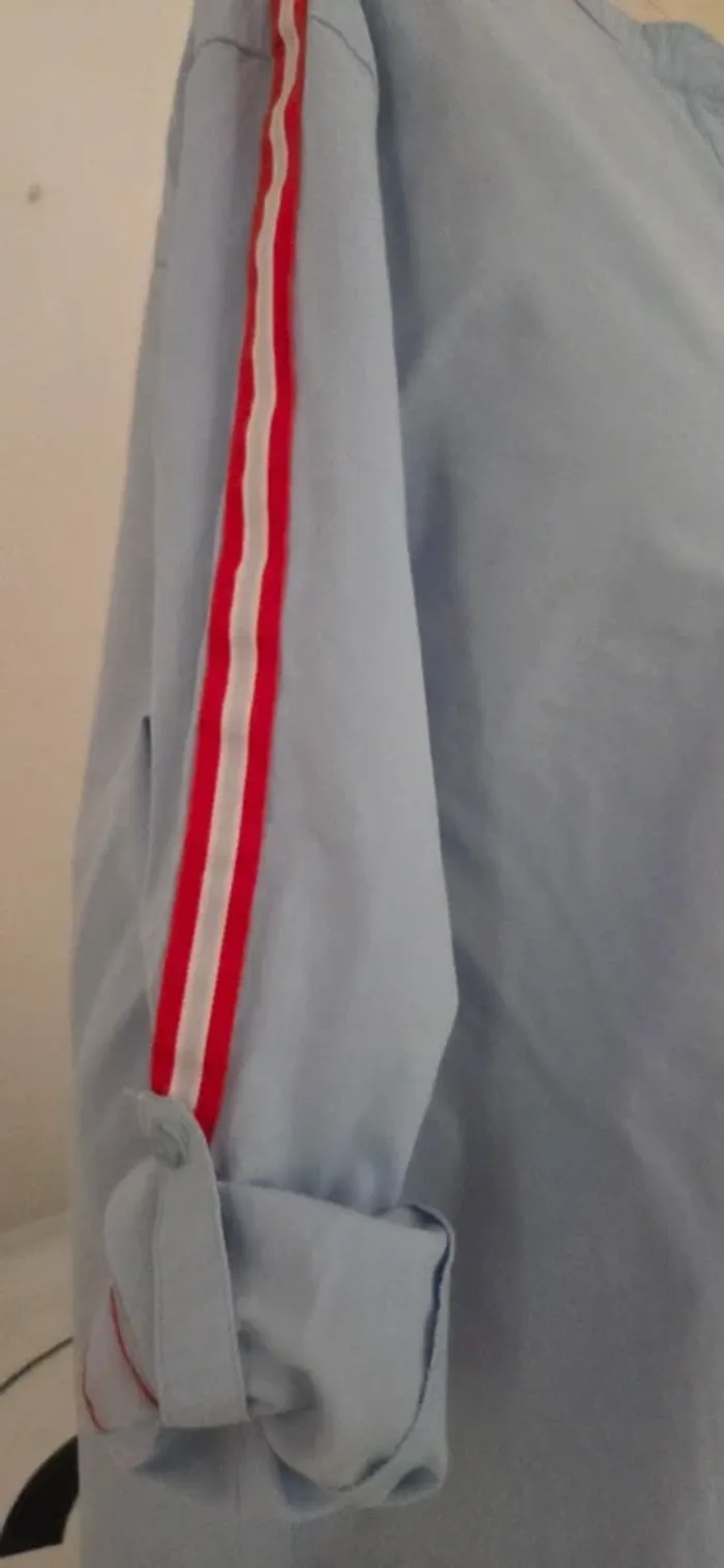 Blouse Esmara bleu bande rouge et blanc - photo numéro 10