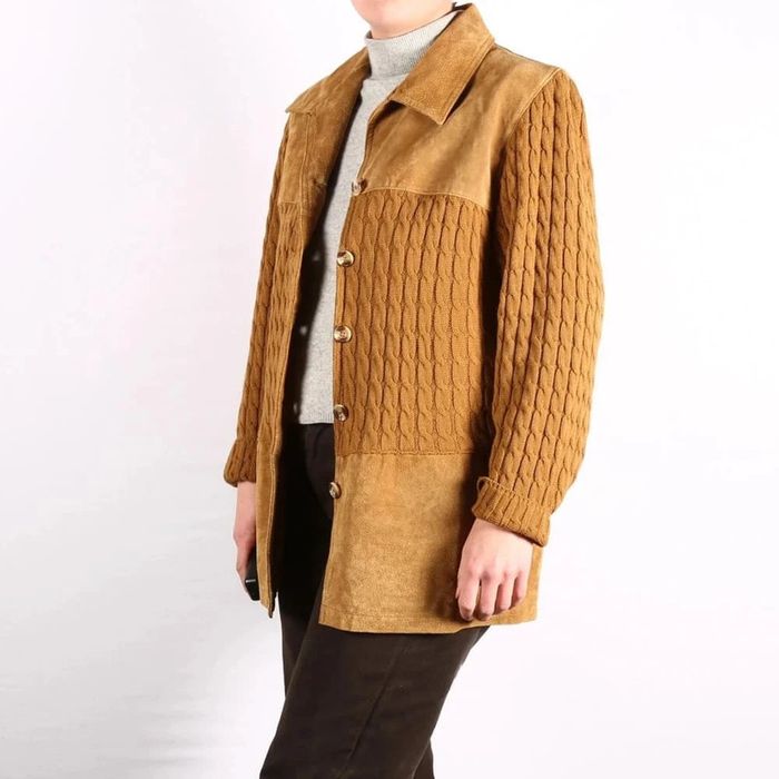 📉 Jolie veste bi-matière vintage daim et laine (#23394)