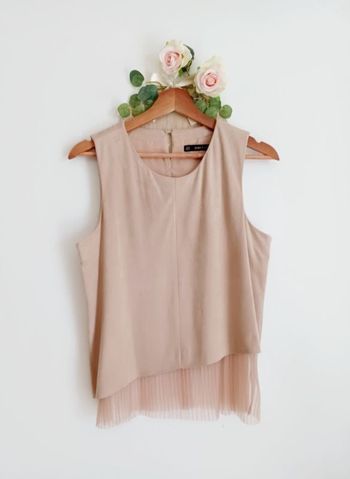 Top habillé asymétrique effet peau, finition tulle Zara Taille 38