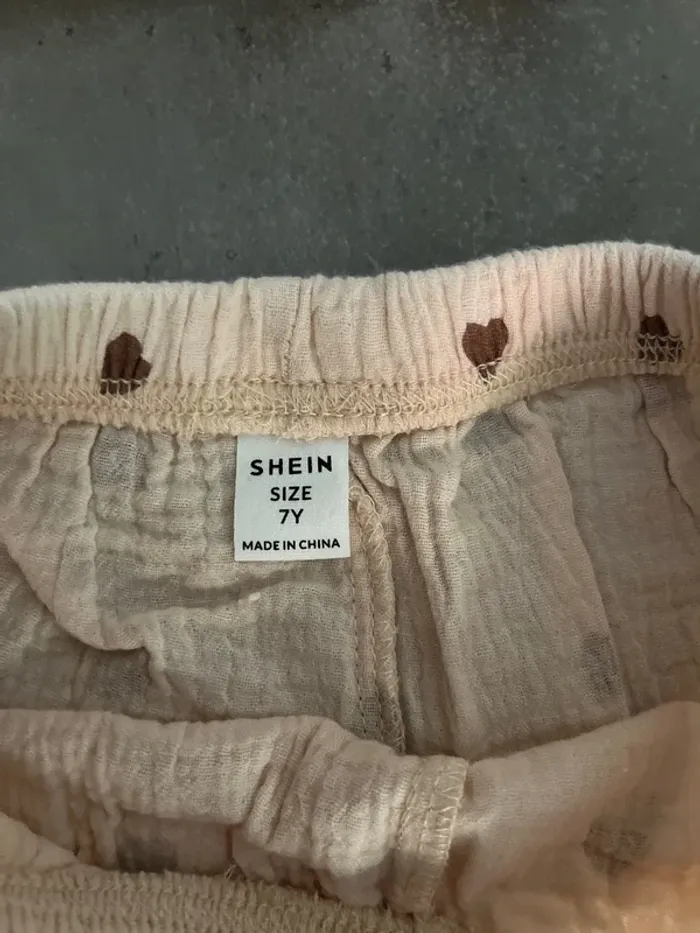 7 ans - ensemble beige/marron cœur gaz de coton - photo numéro 3