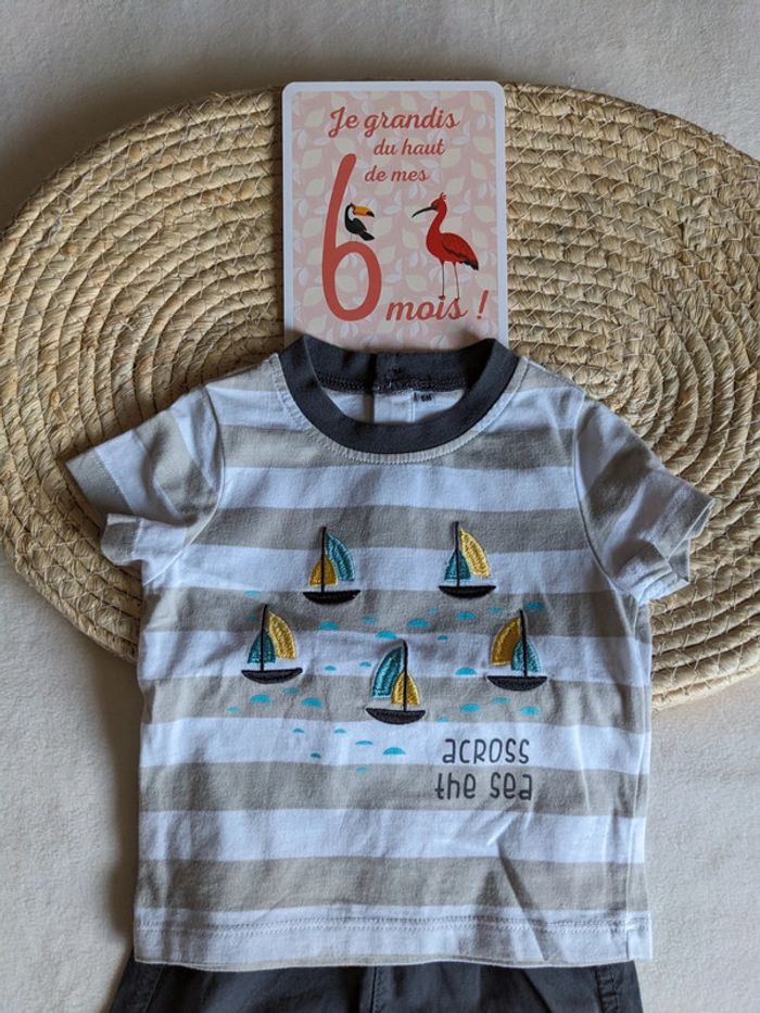 Ensemble short et tee shirt 6 mois - photo numéro 2