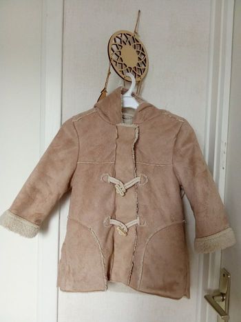 Manteau Verbaudet fille 2 ans, 24 mois, Daim, doublure amovible, beige, blanc, chaud