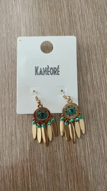 Boucle d’oreille bleue et couleur or