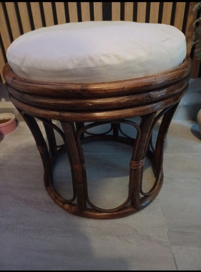 Pouf en rotin marron - photo numéro 3