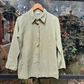 Veste chemise en lin coton vert clair T 42