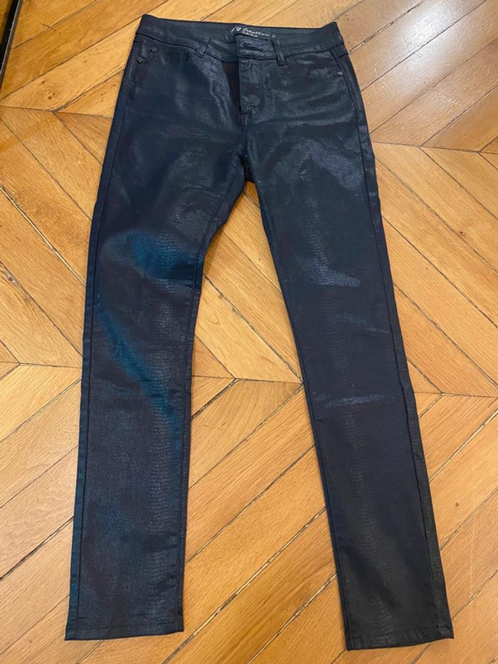 Jean femme taille haute imitation cuir- KY creation- taille 1/S neuf - photo numéro 3