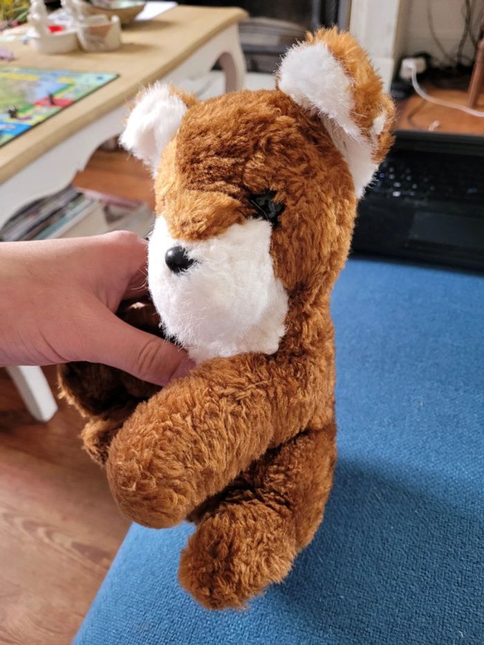 RARE Peluche Boulgom Biche Faon Chien Chevreuil roux brun blanc Made in France 26cm doudou articulé - photo numéro 2