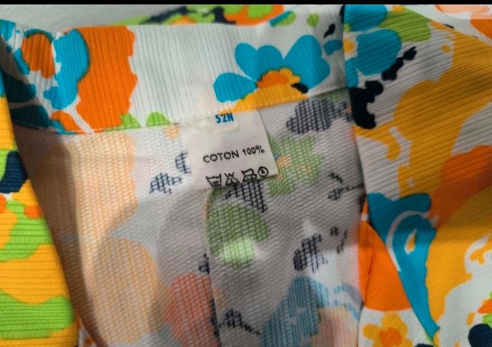 Vintage robe à grosse fleur orange jaune bleu vert - photo numéro 9