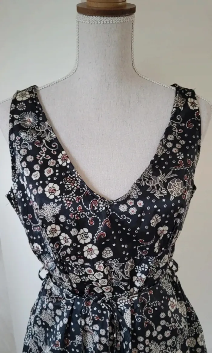 Débardeur fleuri noir, blanc et corail Green Taille 38 - photo numéro 4