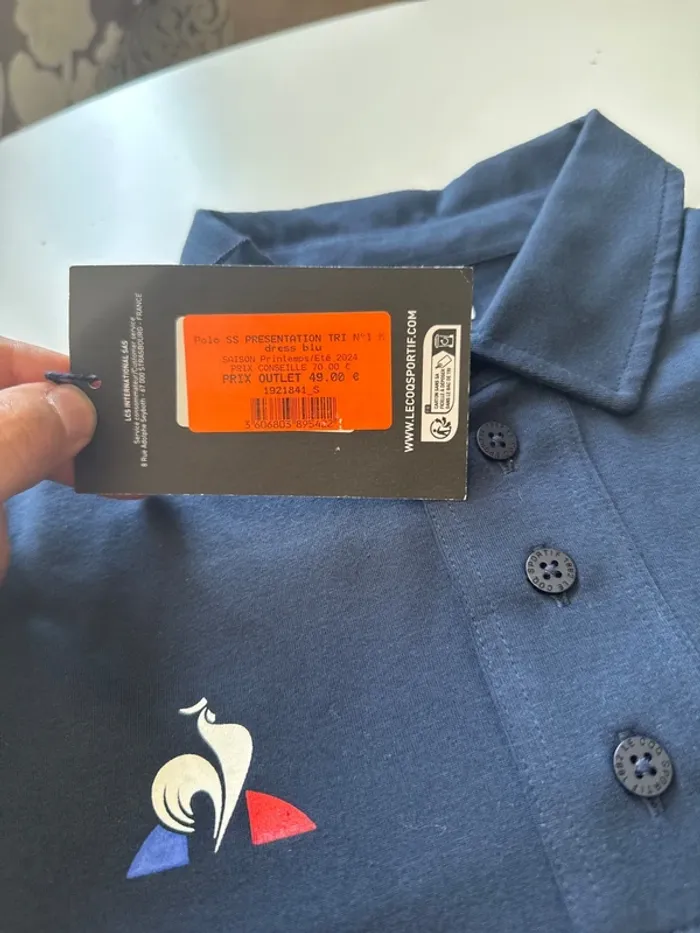 Polo Le Coq Sportif Bleu Marine – Détail Manches Tricolore – Taille S – Neuf - photo numéro 5