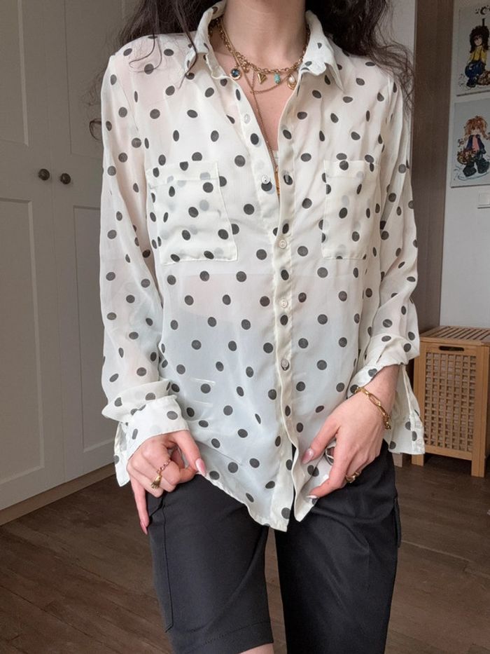 Chemisier vintage transparent pois - photo numéro 2