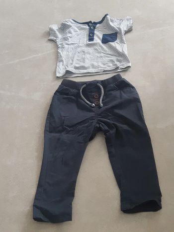 Pantalon chino et tee-shirt rayé t. 24mois