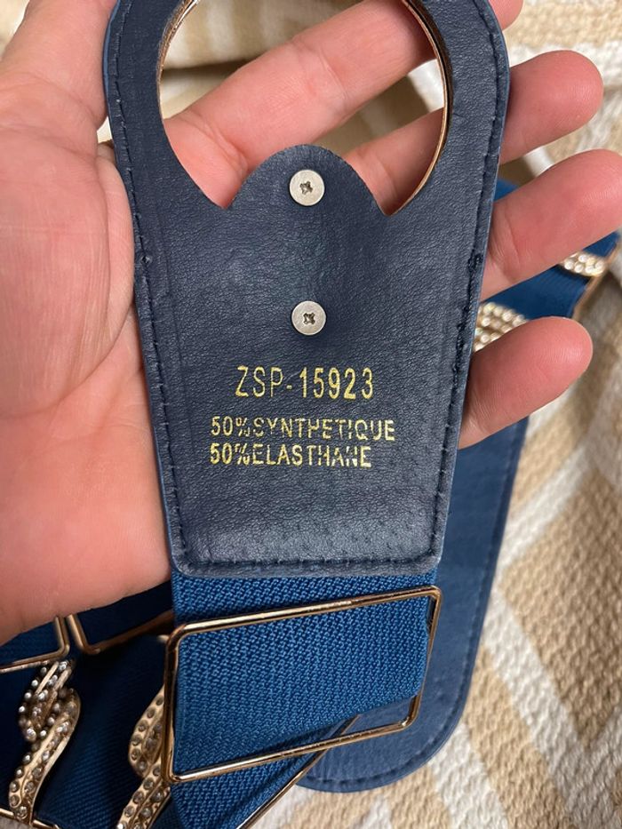 Ceinture bleu strass élastique 70cm - photo numéro 5
