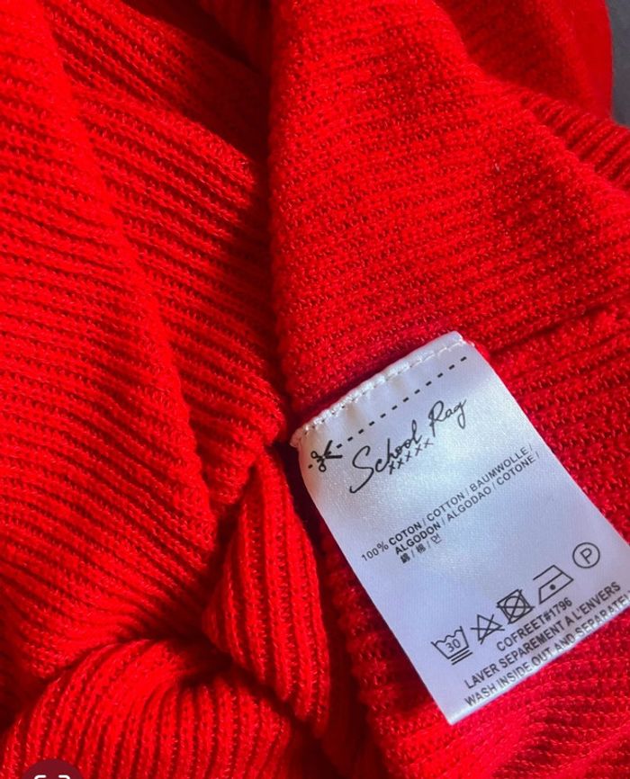 Pull rouge corail coton School Rag XS 34 - photo numéro 5