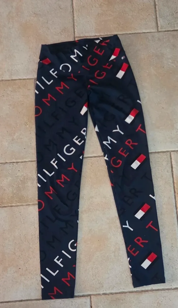 Legging Tommy Hilfiger fille 14 ans / XS femme Bleu logo all over - photo numéro 2