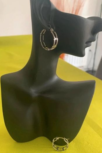 Boucles d’oreilles créoles géométriques argentées 22mm en acier inoxydable