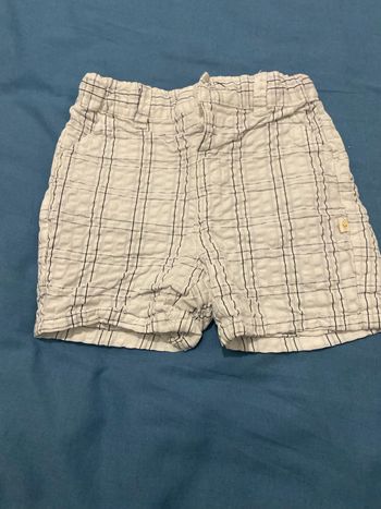 Short blanc à carreaux 12 mois
