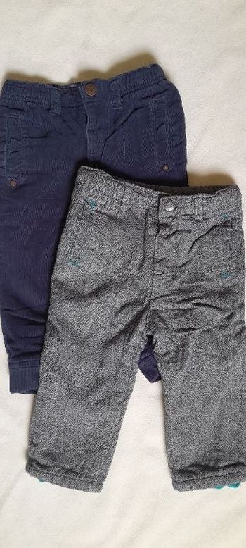 Lot 2 pantalons rembourrés 9-12 mois