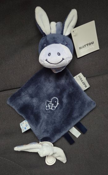 Doudou plat losange cheval / âne Alex - Attache tétine- Nattou