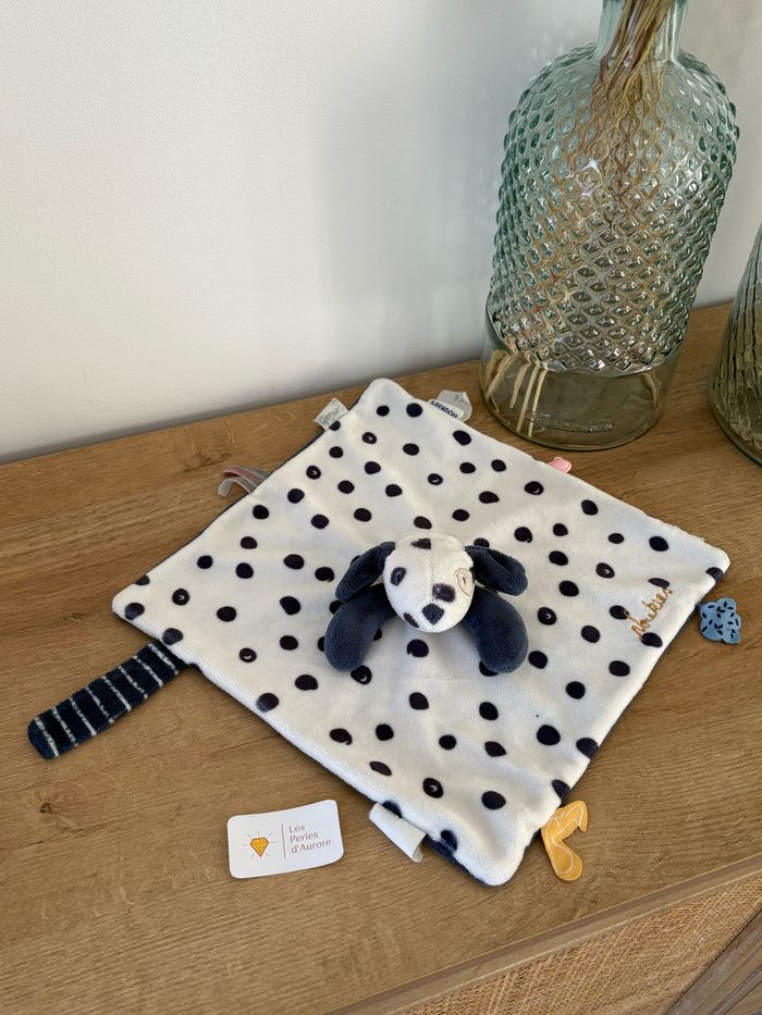 Doudou dalmatien Aston et Jack pois bleu marine