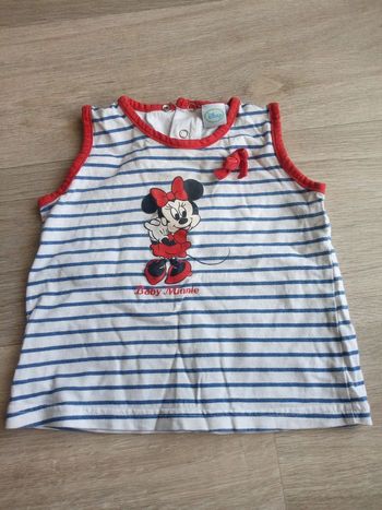 débardeur Minnie Mouse façon marinière 6 mois